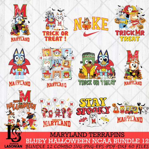 Maryland Terrapins Bluey Halloween NCAA 12 SVG Eps Dxf Png File, Bundle NCAA svg, Digital Download, Instant Download