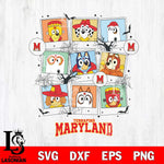 Maryland Terrapins Bluey Halloween Sport Svg Eps Dxf Png File, Digital Download, Instant Download