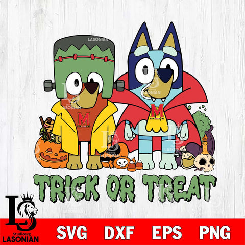Maryland Terrapins Bluey Halloween Trick or Treat Svg Eps Dxf Png File, Digital Download, Instant Download