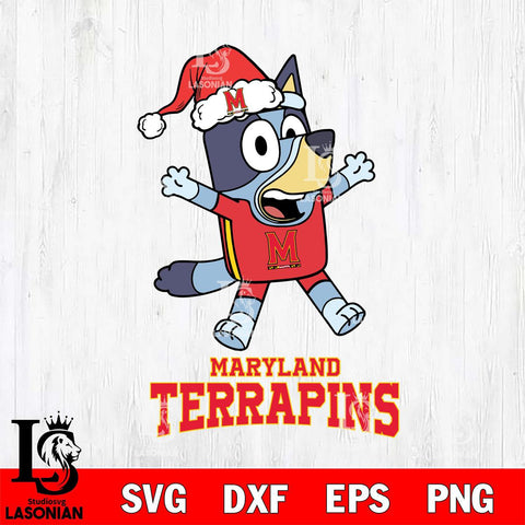 Maryland Terrapins Bluey Happy Christmas Svg Eps Dxf Png File, Digital Download