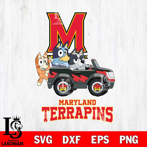 Maryland Terrapins Bluey friends car Svg Eps Dxf Png File, NCAA svg, Digital Download, Instant Download