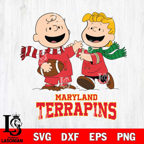 Maryland Terrapins Charlie Brown & Linus Football Cricut,Christmas SVG DXF EPS PNG FILE, NCAA Digital Download,Instant Download, Silhouette