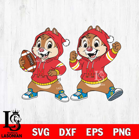 Maryland Terrapins Chip và Dale Football File Cut, NCAA SVG DXF EPS PNG FILE, Digital Download , Criucut , Silhouette