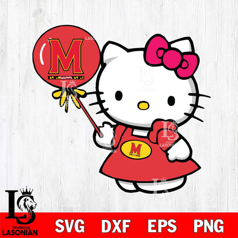 Maryland Terrapins Cute Hello Kitty 2 Svg Eps Dxf Png File, Digital Download, Instant Download