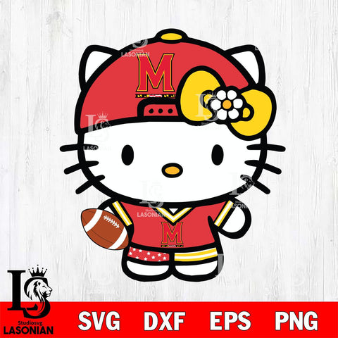 Maryland Terrapins Cute Hello Kitty Football 10 Svg Eps Dxf Png File, NCAA svg, Digital Download, Instant Download