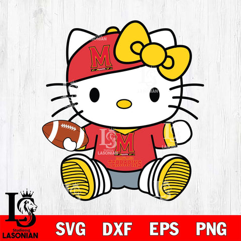 Maryland Terrapins Cute Hello Kitty Football 11 Svg Eps Dxf Png File, NCAA svg, Digital Download, Instant Download