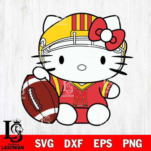 Maryland Terrapins Cute Hello Kitty Football 5 Svg Eps Dxf Png File, NCAA svg, Digital Download, Instant Download