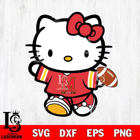 Maryland Terrapins Cute Hello Kitty Football 7 Svg Eps Dxf Png File, NCAA svg, Digital Download, Instant Download