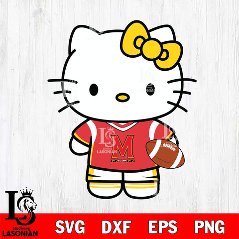 Maryland Terrapins Cute Hello Kitty Football 8 Svg Eps Dxf Png File, NCAA svg, Digital Download, Instant Download