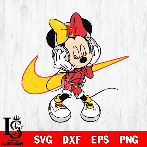 Maryland Terrapins Cute Minnie Mouse Dancing Svg Eps Dxf Png File, NCAA svg, Digital Download, Instant Download