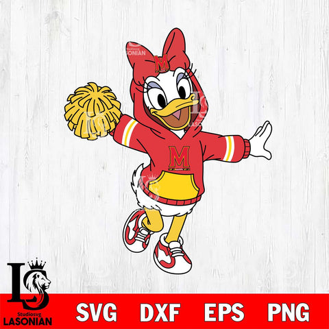 Maryland Terrapins Daisy Duck Cheerleader Christmas File Cut, NCAA SVG DXF EPS PNG FILE, Digital Download , Criucut , Silhouette