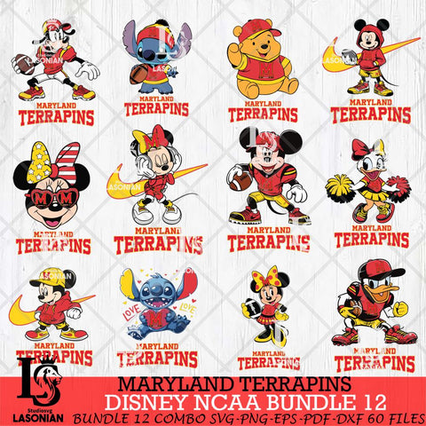 Maryland Terrapins Disney NCAA Bundle Svg PNG 12 Svg Eps Dxf Png File, Digital Download