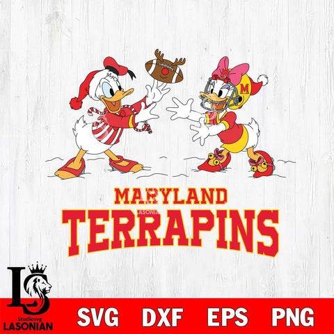 Maryland Terrapins Donald Duck & Daisy Duck Football Cricut,Christmas SVG DXF EPS PNG FILE, NCAA Digital Download,Instant Download, Silhouette