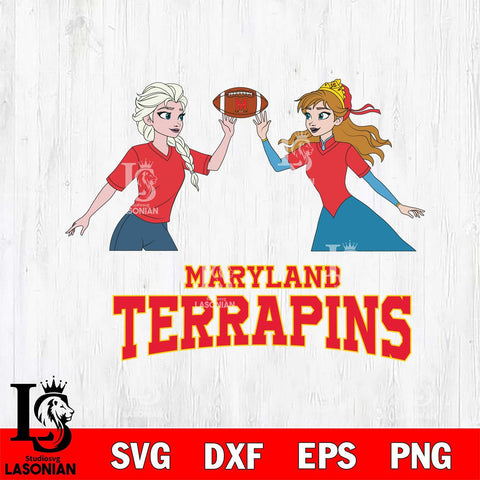 Maryland Terrapins Elsa & Anna Football Cricut,Christmas SVG DXF EPS PNG FILE, NCAA Digital Download,Instant Download, Silhouette