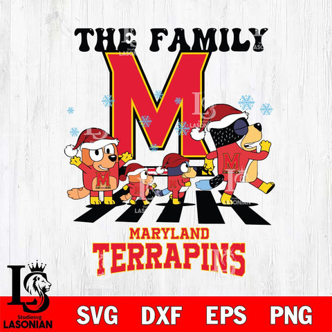 Maryland Terrapins Family Bluey Christmas Svg Eps Dxf Png File, Digital Download
