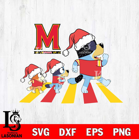 Maryland Terrapins Family Bluey Walking Christmas Svg Eps Dxf Png File, Digital Download, Instant Download