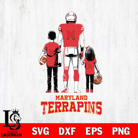 Maryland Terrapins Father And Child Football SVG DXF EPS PNG FILE,NCAA SVG, Father day Digital Download,Instant Download, Silhouette