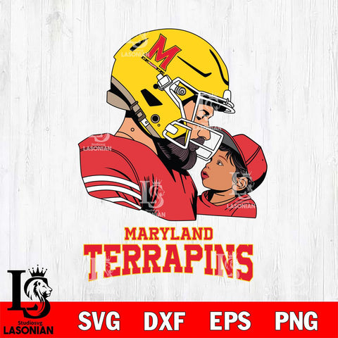Maryland Terrapins Father And Child Rugby SVG DXF EPS PNG FILE,NCAA SVG, Father day Digital Download,Instant Download, Silhouette