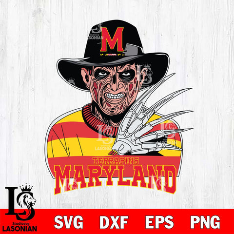 Maryland Terrapins Freddy Krueger Horror Halloween Svg Eps Dxf Png File, NCAA svg, Digital Download, Instant Download