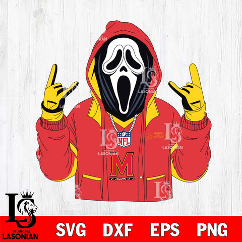 Maryland Terrapins Ghostface Scream Football Halloween Svg Eps Dxf Png File, NCAA svg, Digital Download, Instant Download