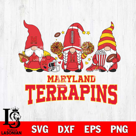 Maryland Terrapins Gnome Fan File Cut, NCAA SVG, Digital Download , Criucut , Silhouette