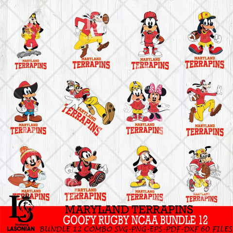 Maryland Terrapins Goofy Rugby Disney NCAA Bundle 12 SVG DXF EPS PNG FILE,NCAA bundle svg ,Football Digital Download,Instant Download, Silhouette