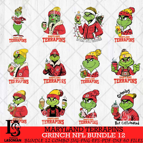 Maryland Terrapins Grinch NCAA Bundle 12 SVG Eps Dxf Png File, Digital Download, Instant Download