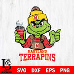 Maryland Terrapins Grinch with coffee Svg Eps Dxf Png File, Digital Download, Instant Download