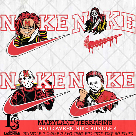 Maryland Terrapins Halloween Nike NCAA Bundle 4 Svg Eps Dxf Png File, Digital Download, Instant Download