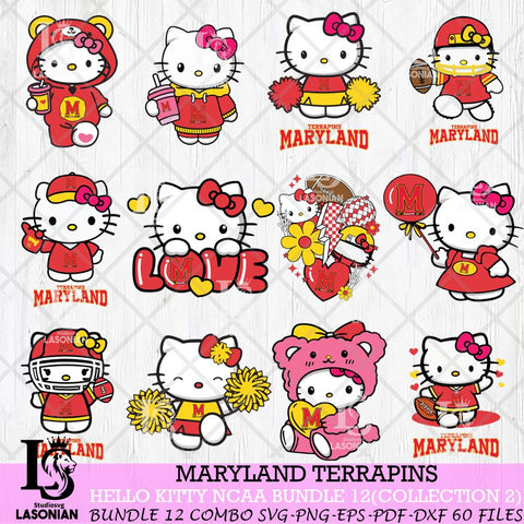 Maryland Terrapins Hello Kitty Bundle 12 SVG Svg Eps Dxf Png File, Digital Download, Instant Download