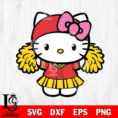 Maryland Terrapins Hello Kitty Cheerleader 5 Svg Eps Dxf Png File, Digital Download, Instant Download