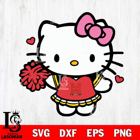 Maryland Terrapins Hello Kitty Cheerleader 6 Svg Eps Dxf Png File, Digital Download, Instant Download