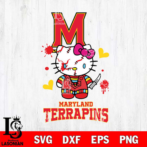 Maryland Terrapins Hello Kitty Horror 2 Svg Eps Dxf Png File, Digital Download