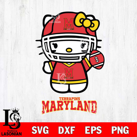 Maryland Terrapins Hello Kitty NCAA 1 Svg Eps Dxf Png File, Digital Download, Instant Download