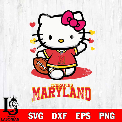 Maryland Terrapins Hello Kitty NCAA 3 Svg Eps Dxf Png File, Digital Download, Instant Download
