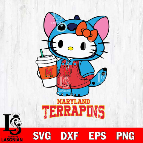 Maryland Terrapins Hello Kitty Stitch Svg Eps Dxf Png File, NCAA svg, Digital Download, Instant Download