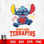 Maryland Terrapins Love Stitch, Svg Eps Dxf Png File, Digital Download