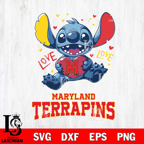 Maryland Terrapins Love Stitch, Svg Eps Dxf Png File, Digital Download