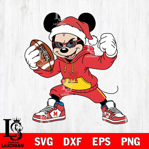 Maryland Terrapins Mickey Cool Football Christmas File Cut, NCAA SVG DXF EPS PNG FILE, Digital Download , Criucut , Silhouette