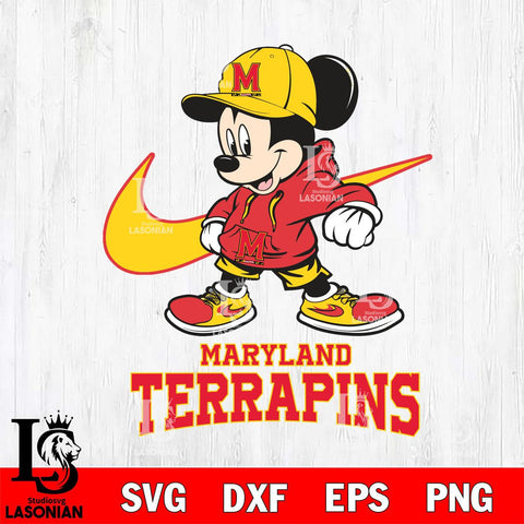 Maryland Terrapins Mickey Mouse NIKE, Svg Eps Dxf Png File, Digital Download