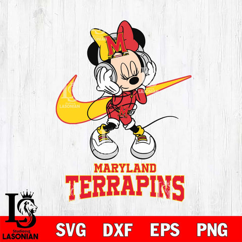 Maryland Terrapins Minnie Mouse Dancing NIKE, Svg Eps Dxf Png File, Digital Download