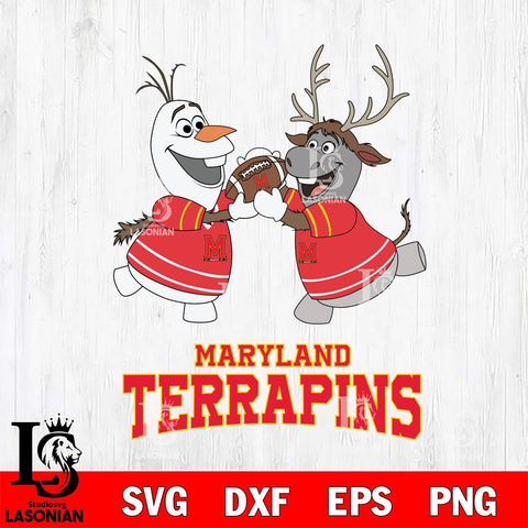 Maryland Terrapins Olaf & Sven Football Cricut,Christmas SVG DXF EPS PNG FILE, NCAA Digital Download,Instant Download, Silhouette