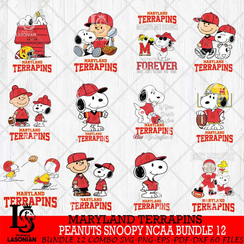 Maryland Terrapins Peanuts Snoopy Player NCAA Bundle 12 SVG DXF EPS PNG FILE,Snoopy File Cut, bundle NCAA Digital Download,Instant Download, Silhouette