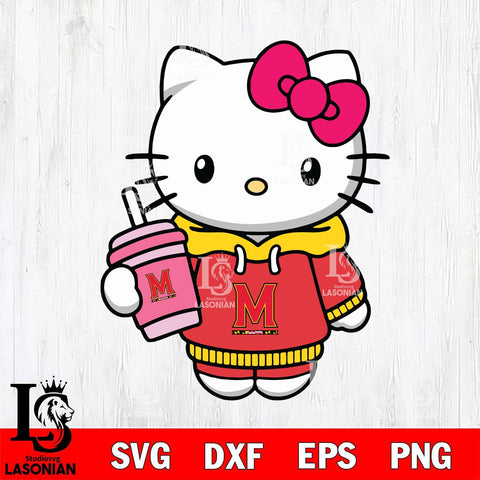 Maryland Terrapins Pretty Hello Kitty Svg Eps Dxf Png File, Digital Download, Instant Download