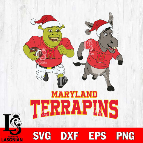 Maryland Terrapins Shrek and Donkey Football Cricut,Christmas SVG DXF EPS PNG FILE, NCAA Digital Download,Instant Download, Silhouette