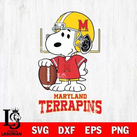 Maryland Terrapins Snoopy Player Football SVG DXF EPS PNG FILE,Snoopy File Cut, NCAA Digital Download,Instant Download,Christmas Silhouette