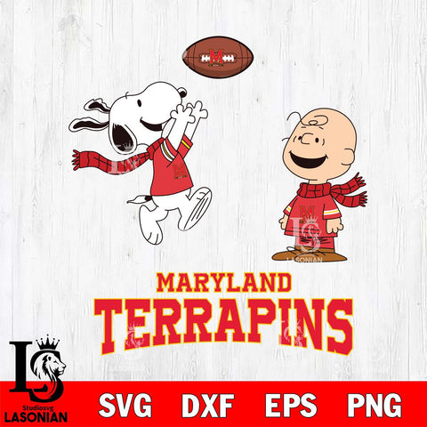 Maryland Terrapins Snoopy & Charlie Brown Football Cricut,Christmas SVG DXF EPS PNG FILE, NCAA Digital Download,Instant Download, Silhouette