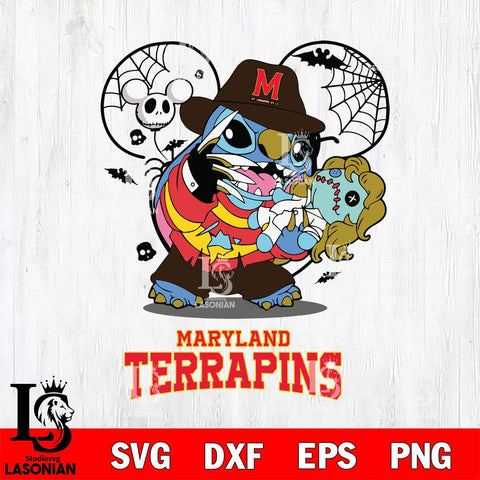 Maryland Terrapins Stitch Freddy Krueger Halloween Svg Eps Dxf Png File, Digital Download, Instant Download