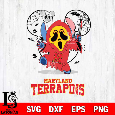 Maryland Terrapins Stitch Ghost Face Halloween 2 Svg Eps Dxf Png File, Digital Download, Instant Download