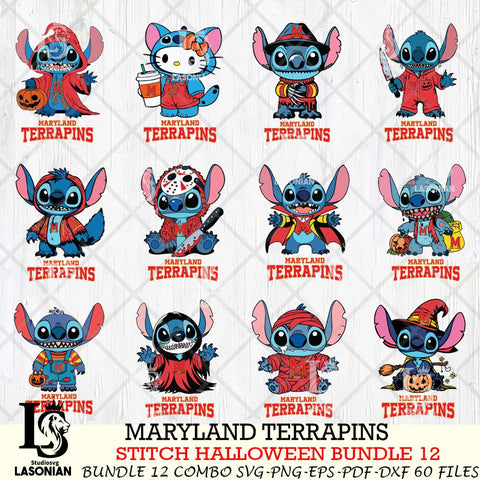 Maryland Terrapins Stitch Horror Bundle 12 SVG Svg Eps Dxf Png File, NCAA svg, Digital Download, Instant Download